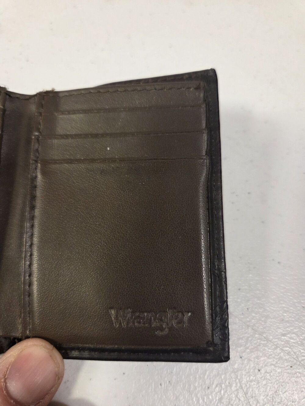 Wrangler Genuine Leather Trifold Wallet Brown Western‎ Embossed Scroll - Picture 6 of 10